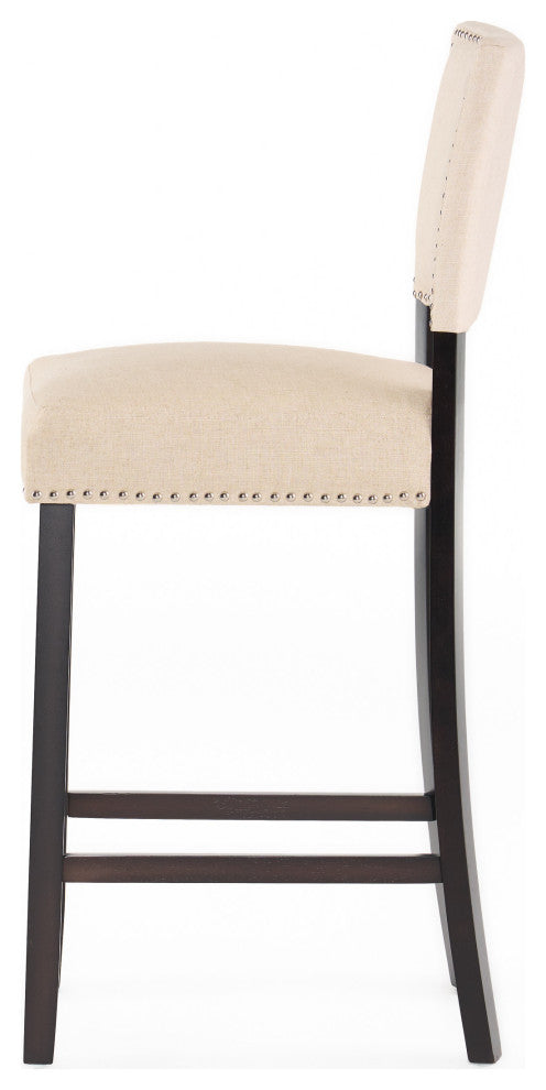 William Contemporary Linen Barstools, Set of 2
