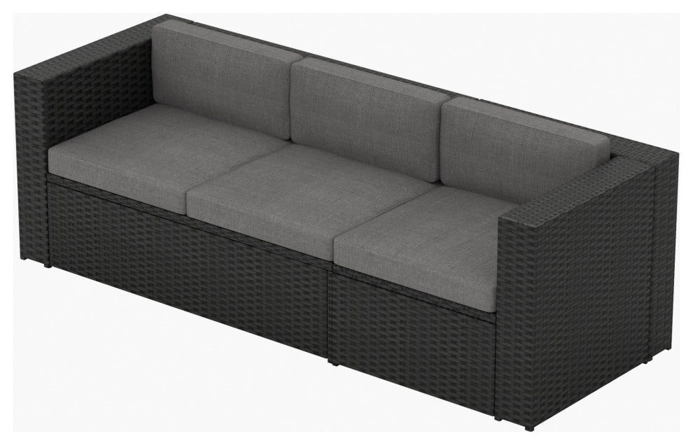 WestinTrends Outdoor Patio Cushioned Rattan Wicker Sofa, UV Water Resistant, Black