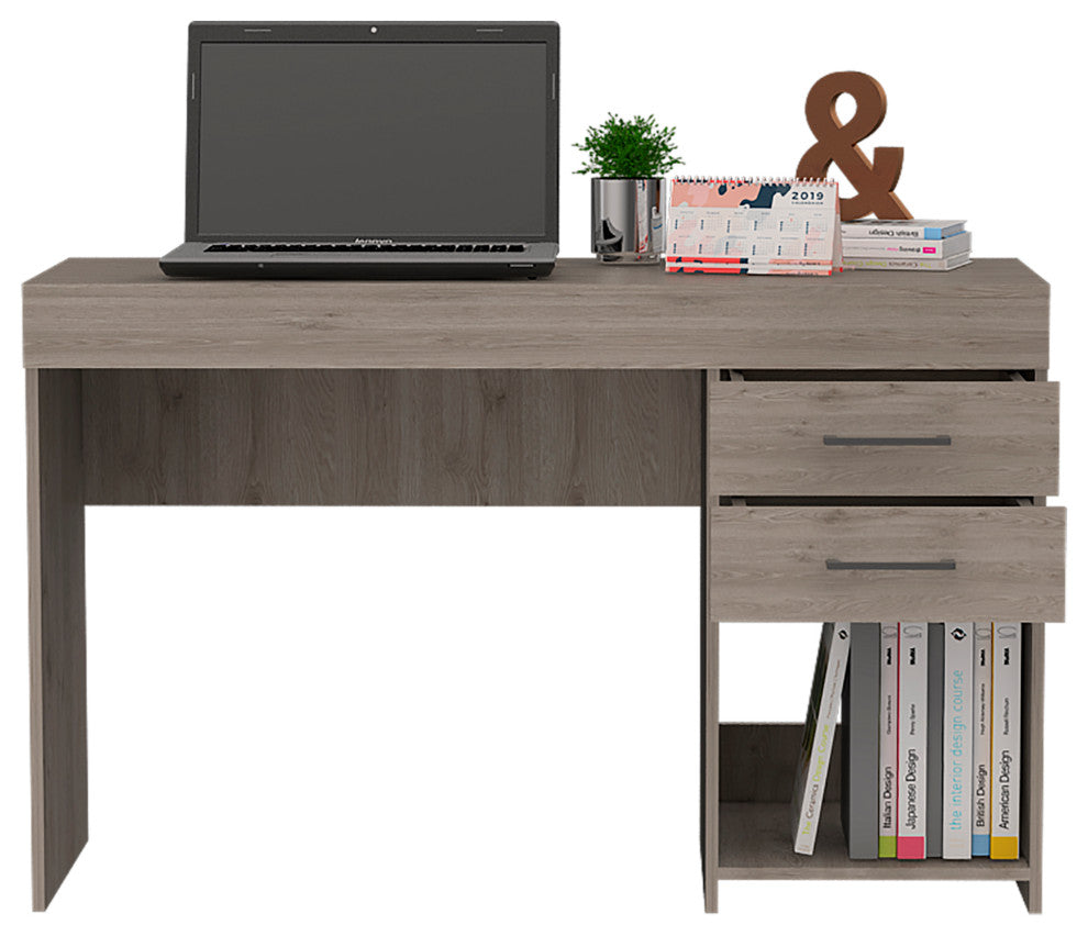 Maui 2 Drawers Computer Desk, Light Gray