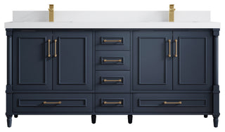 Aberdeen 72 Double Sink Bath Vanity Hale Navy Blue 2" White Quartz