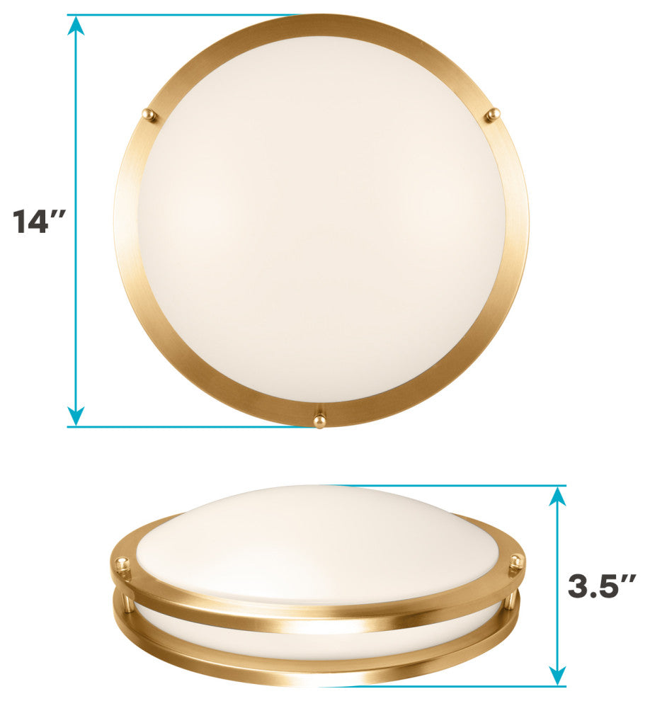 Luxrite 14" LED Flush Mount Light 5 Color Options 18W 1440lm Brass