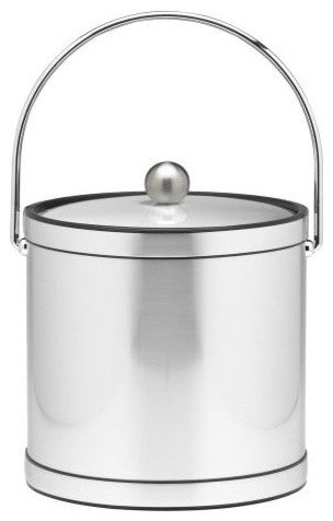 Kraftware Mylar Brushed Chrome Ice Bucket With Bale Handle, 3 qt., Brushed Chrom