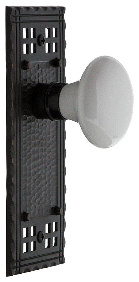 Craftsman Plate Passage Door Knob, Timeless Bronze