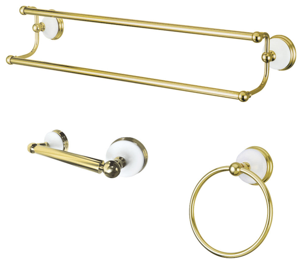 Kingston Brass 3-Piece Bathroom Accessory Set, Polished Brass