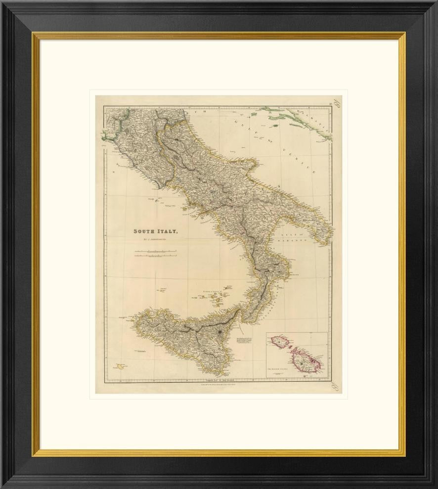 "S. Italy, 1832" Framed Digital Print by John Arrowsmith, 24x26"