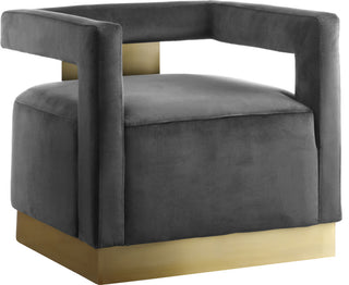 Armani Velvet Upholstered Accent Chair, Gray