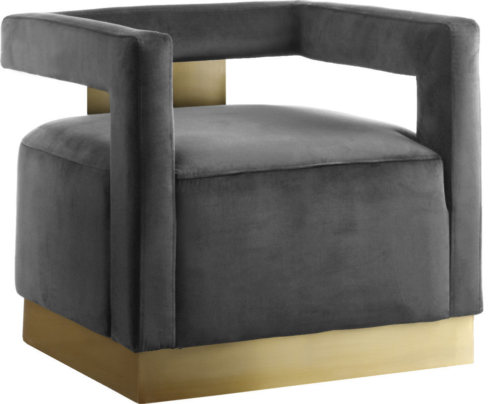 Armani Velvet Upholstered Accent Chair, Gray