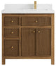 Sonoma Teak 36 Right Offset Bath Vanity in Dark Natural with 2" Empira Quartz