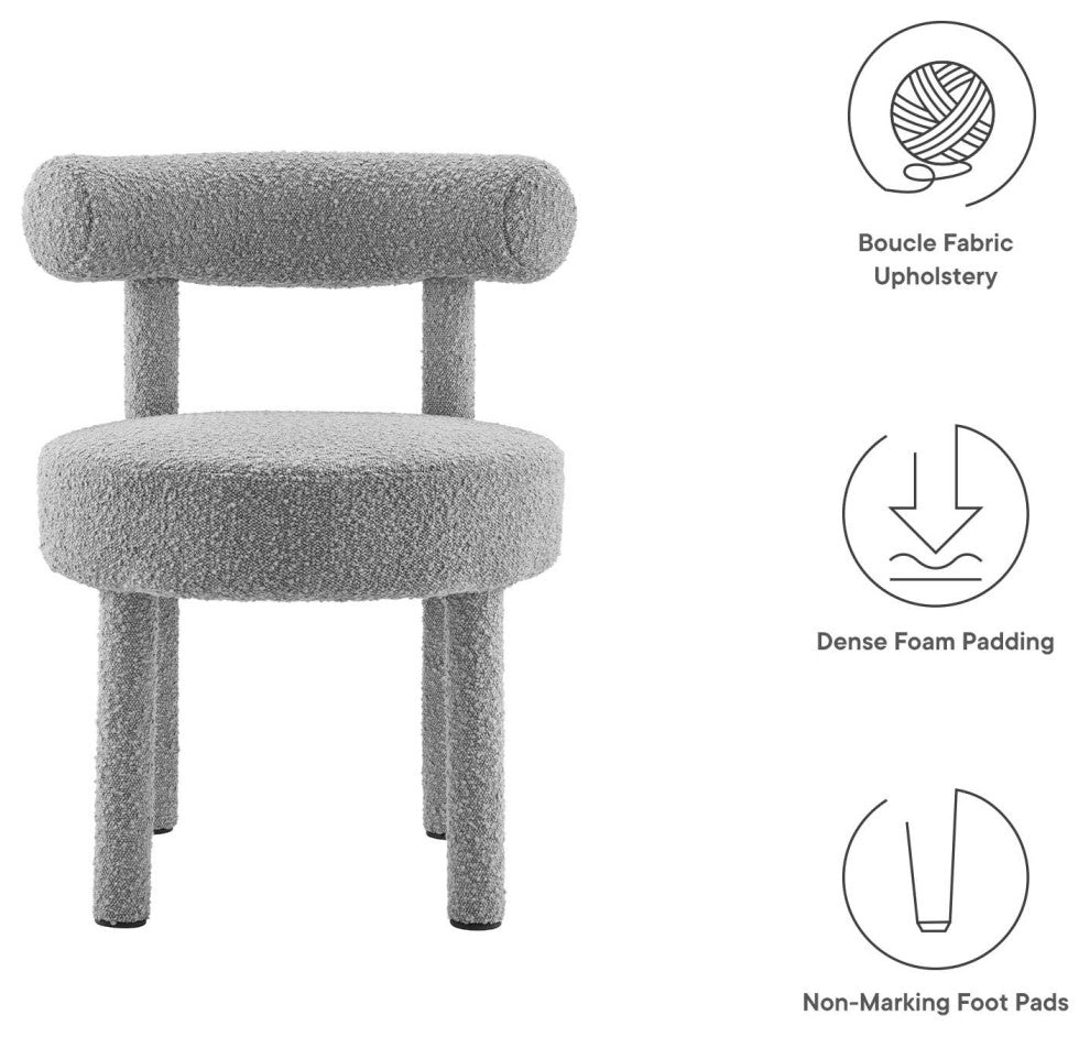 Toulouse Boucle Fabric Dining Chair - Light Gray