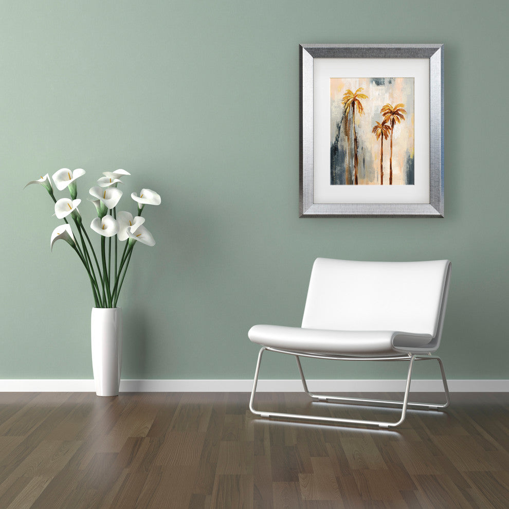Silvia Vassileva ''Palm Trees I'' Matted Framed Art