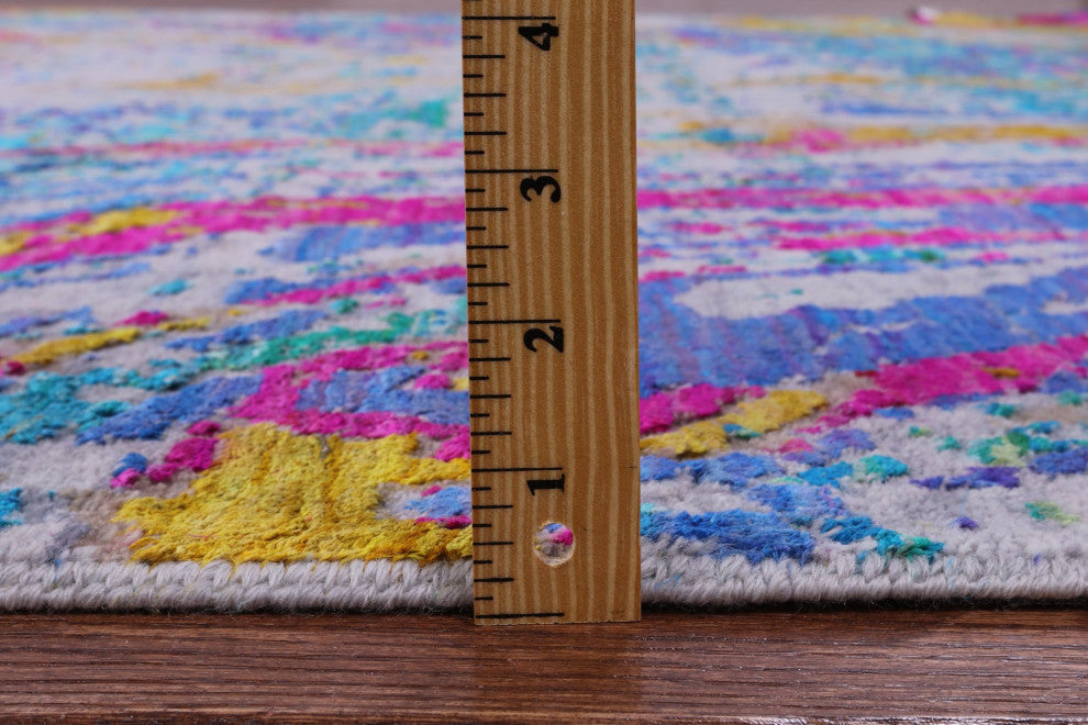 Wool and Silk Handmade Abstract Rug 7' 11" X 10' 3" Q11855