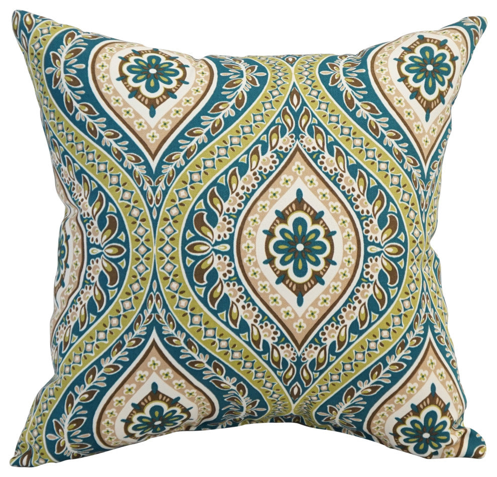 17" Square Polyester Outdoor Throw Pillows, Set of 4, Jasmina Juniper