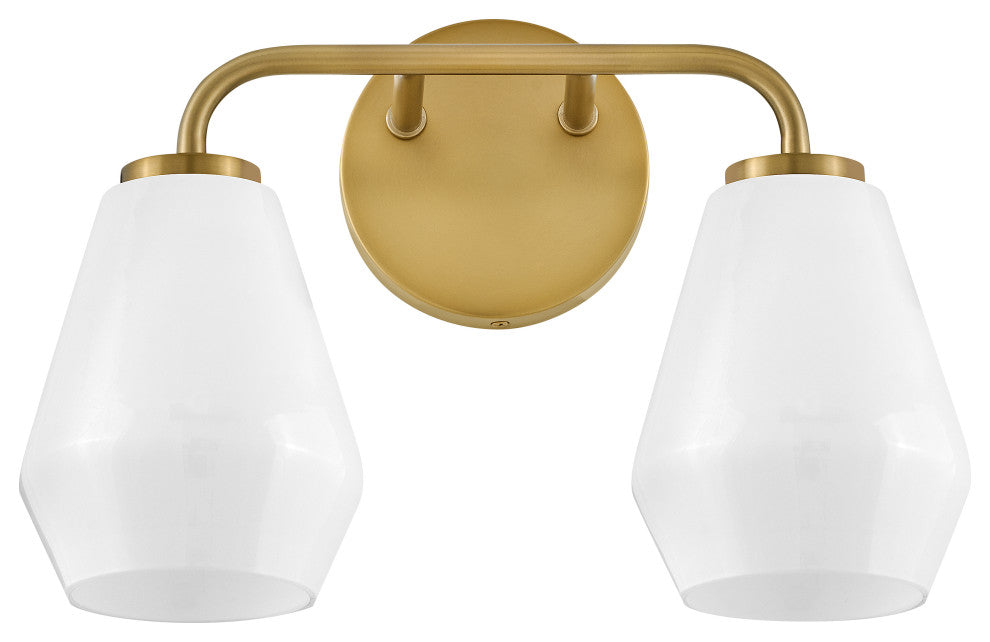 Lark Gio 14.75" Two-Light Bath Vanity Fixture, Lacquered Brass