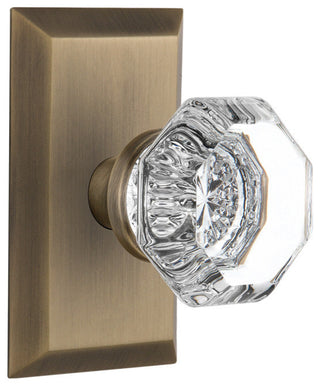 Studio Plate Privacy Waldorf Door Knob, Antique Brass