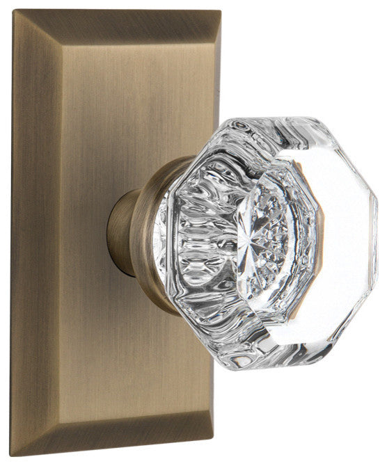 Studio Plate Privacy Waldorf Door Knob, Antique Brass
