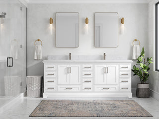 Fenway 84 Double Sink Bath Vanity in White 1.5" Empira Quartz