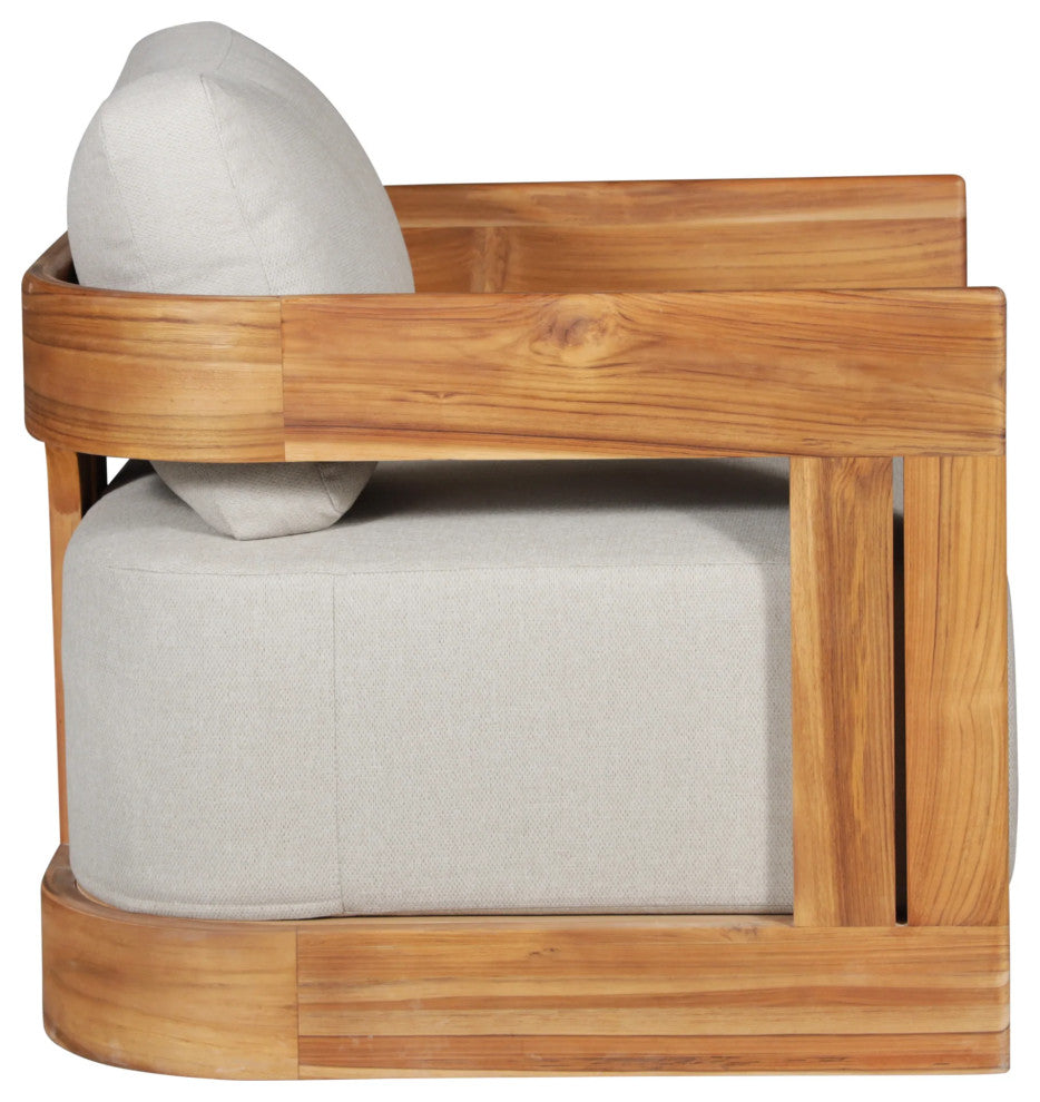 Paradiso Outdoor Solid Teak Swivel Chair - Gray Fabric
