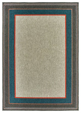 Oriental Weavers Latitude Grey/ Blue Border Indoor/Outdoor Rug 6'7"X9'2"