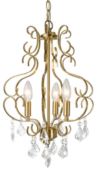 LNC Modern 3-Light Gold Chandelier With Crystal, Lantern Shape