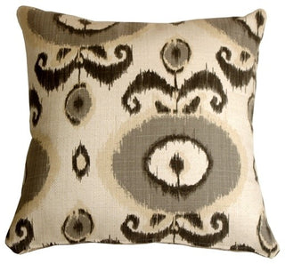 Pillow Decor - Bold Gray Ikat 20 x 20 Decorative Pillow