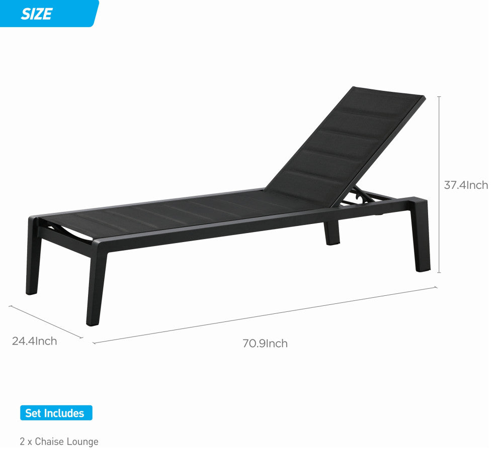 HIGOLD 6977 Emoti  Mesh Outdoor Chaise Lounge Set of 2,Aluminum