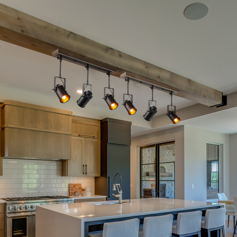 LNC Wood Close to Ceiling Track Lighting Spotlights 3-Light Track Lights