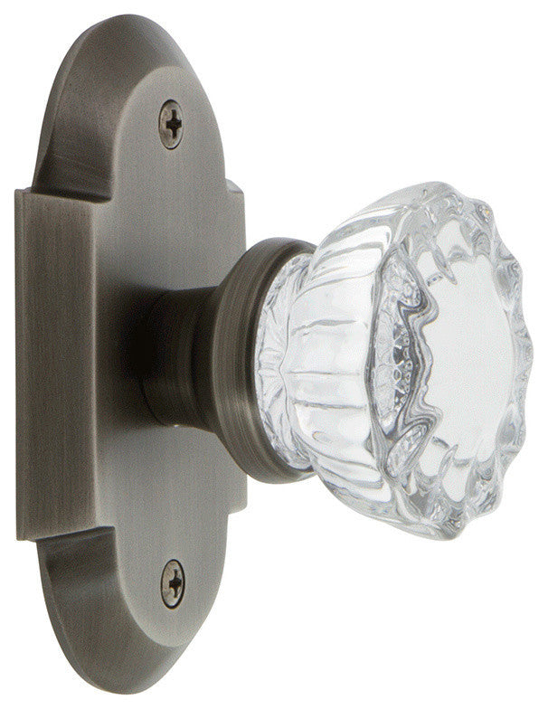 Double Cottage Plate With Crystal Knob, Antique Pewter