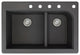 Radius 33" silQ Granite Drop-in Double Bowl Kitchen Sink with 5 Holes in Black