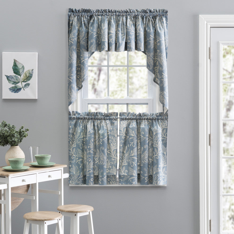 Lexington Leaf 58"x15" Tailored Valance, Blue