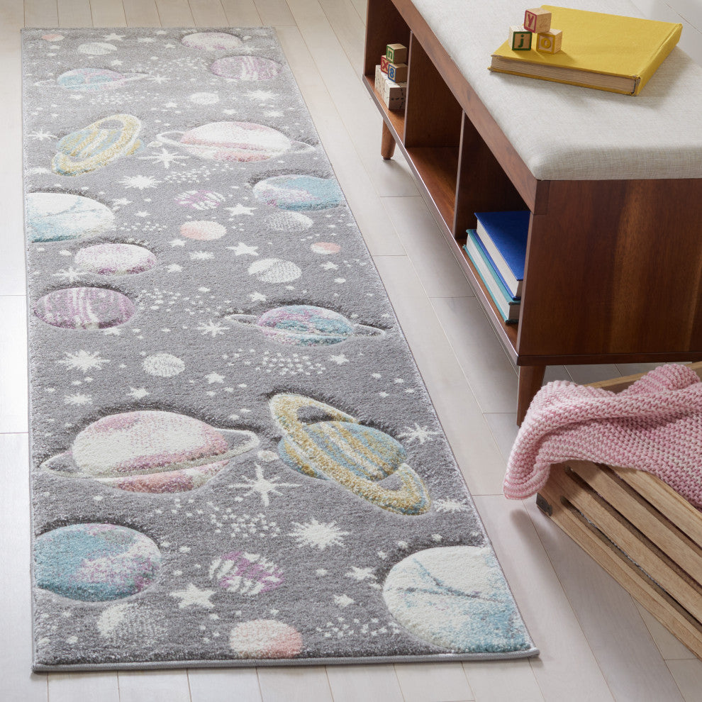 Safavieh Carousel Kids Collection CRK103F Rug, Grey/Lavender, 2'3" X 10'