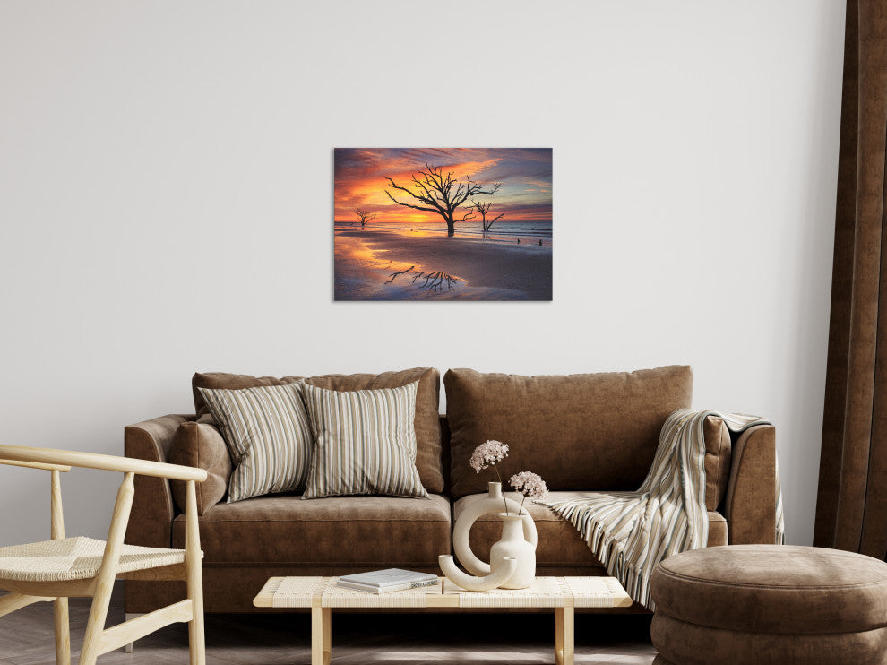 Sunrise & Trees At Edisto Island Coastal Landscape Photo Canvas Wall Art Print, 24" X 36"
