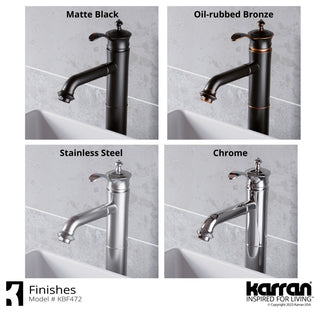 Karran 1-Handle 1-Hole Vessel Faucet With Pop-up Drain, Matte Black