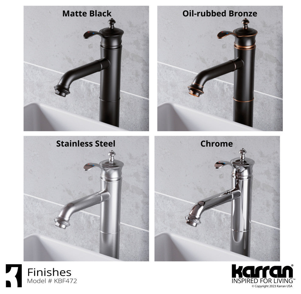 Karran 1-Handle 1-Hole Vessel Faucet With Pop-up Drain, Matte Black