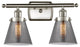 Small Cone 2-Light Bath Vanity-Light, Brushed Satin Nickel, Plated Smoke