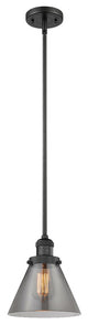 Large Cone LED Pendant, Matte Black, Glass: Smoked