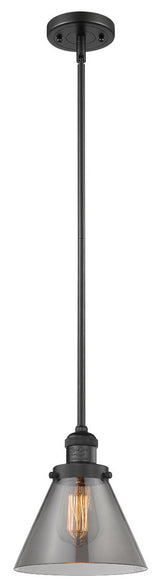 Large Cone LED Pendant, Matte Black, Glass: Smoked