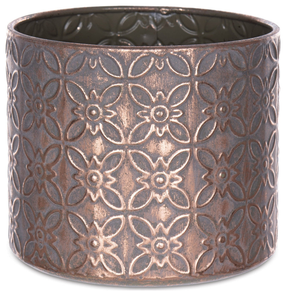 Ornate Geometric Metal Planter, 4-Piece Set