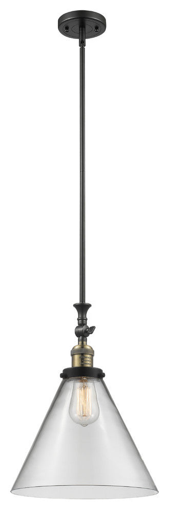 X-Large Cone 1-Light Mini Pendant, Black Antique Brass, Clear