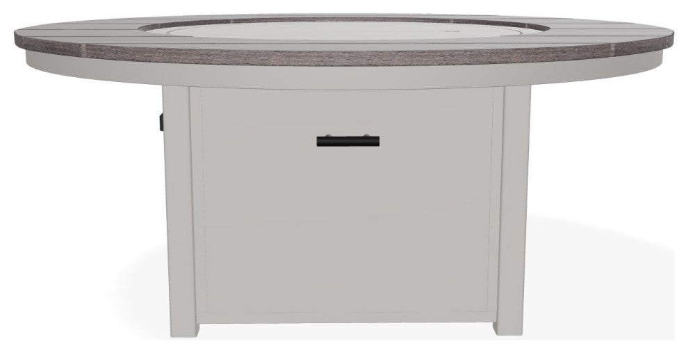 54" Round Marine Grade Fire Table with Propane Shelf, Warm Gray/Boardwalk