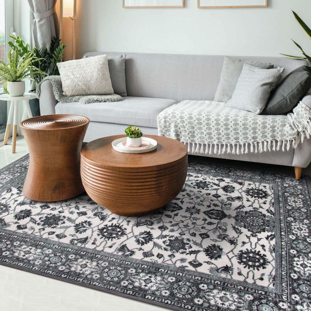 My Magic Carpet Machine Washable Area Rug Ramage Gray 5x7'