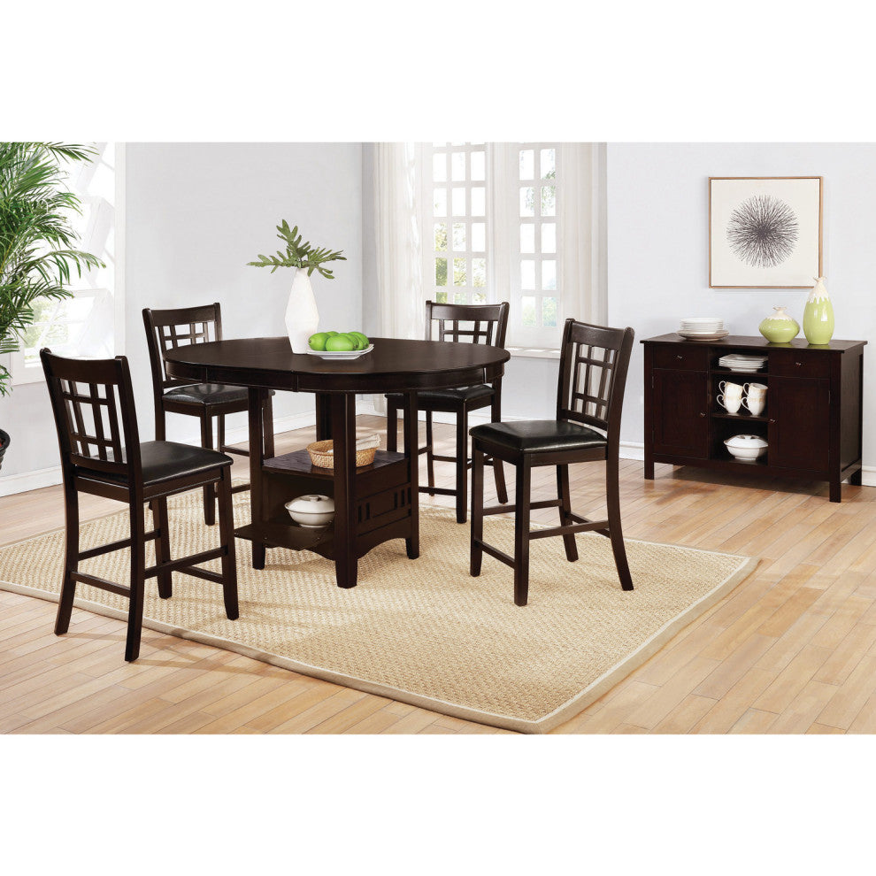 Set of 2 Counter Height Stools Black and Espresso