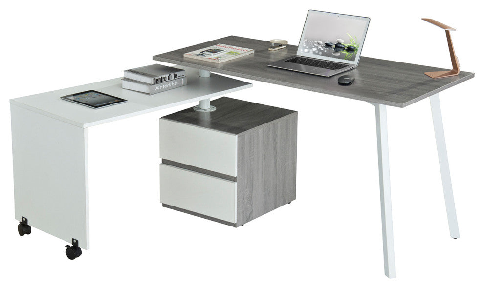 Techni Mobili Rotating Multi-Positional Modern Desk . Color: Gray