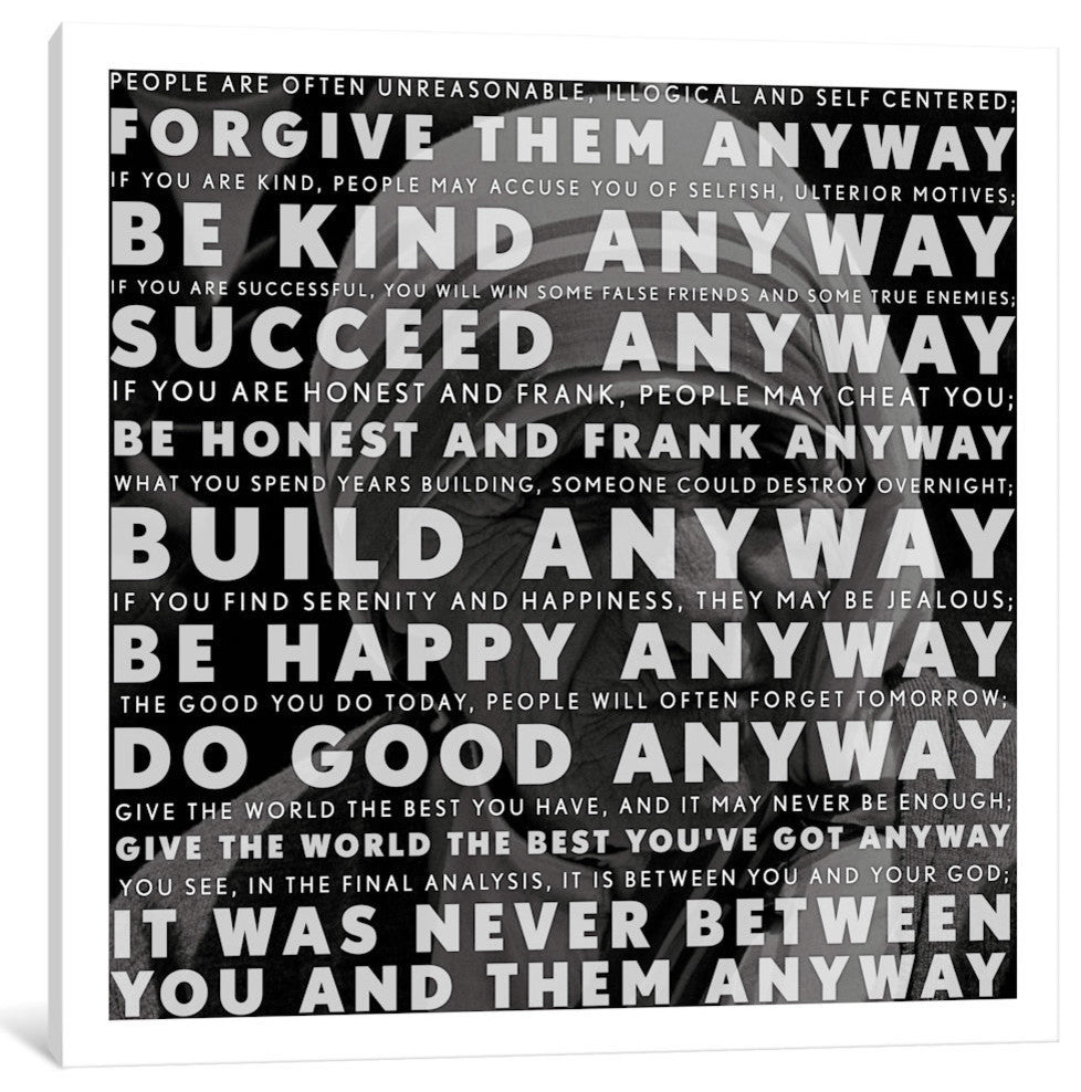 "Mother Teresa Quote" Wrapped Canvas Art Print, 18x18x1.5