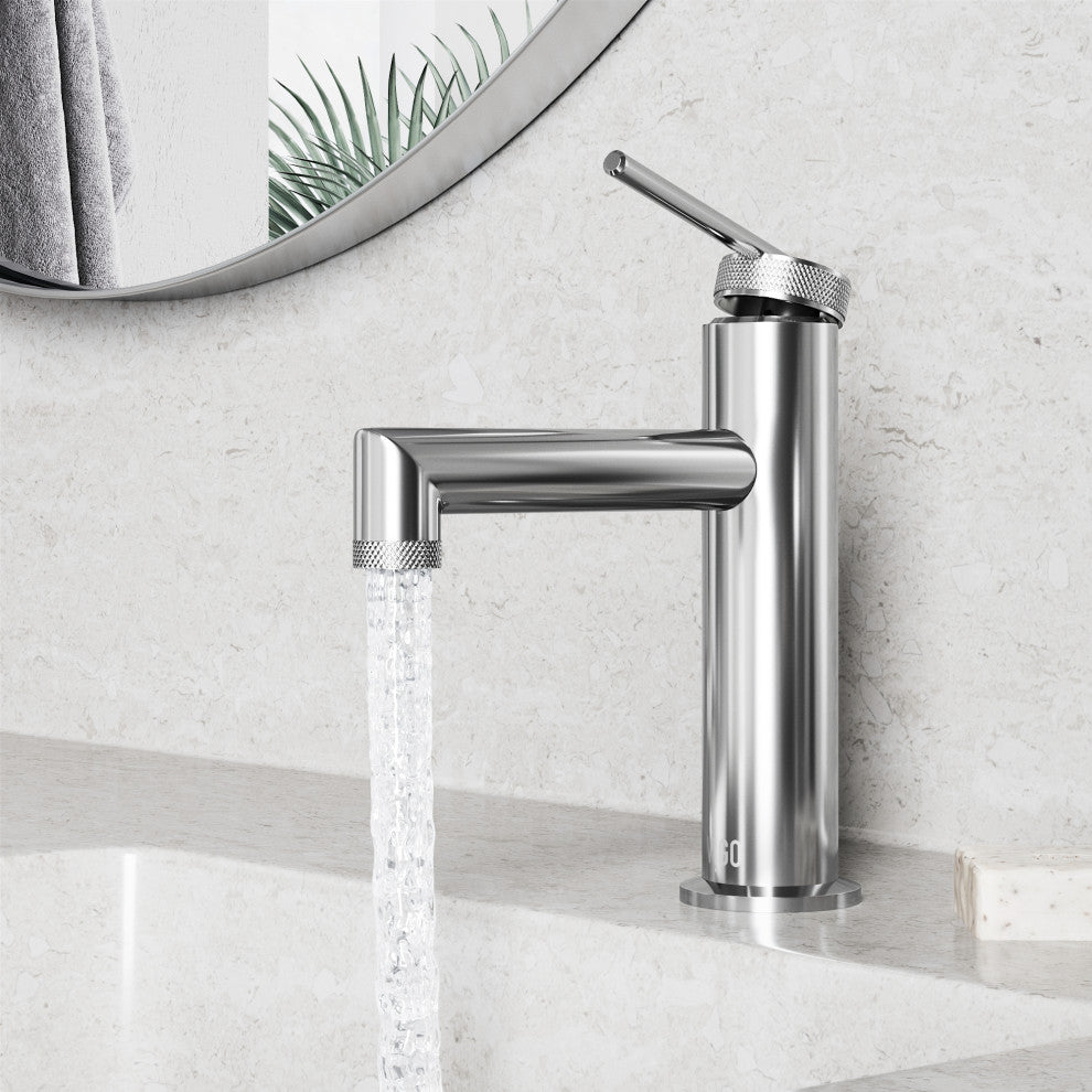 VIGO Sterling 7" H Single Handle Single Hole Bathroom Faucet, Chrome, Without Extras