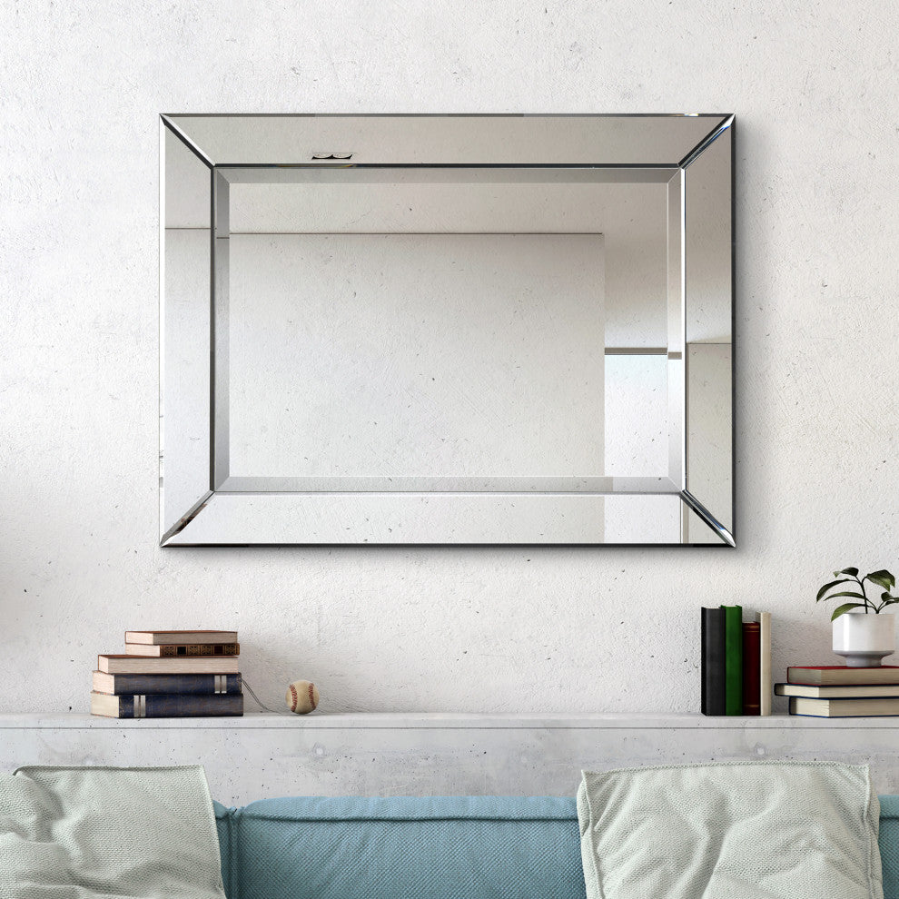 Moderno Beveled Rectangle Wall Mirror, 1"-Beveled Center Mirror, 40"x 30"