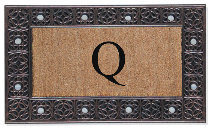 A1HC First Impression Rubber and Coir Decorative Tray Doormat 18"x30", Q