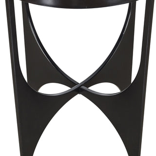 Austin Black Satin Black Side Table Marbled Table Top 15" X 15" X 23"