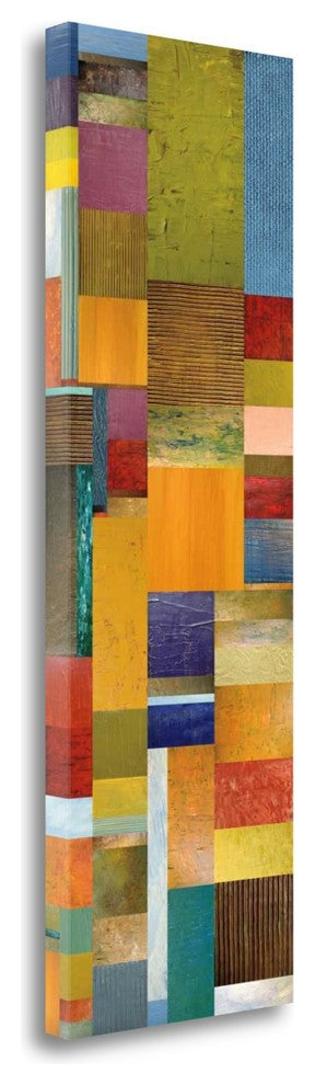 "Color Panels With Olives Stripes" By Michelle Calkins, Gallery Wrap Canvas