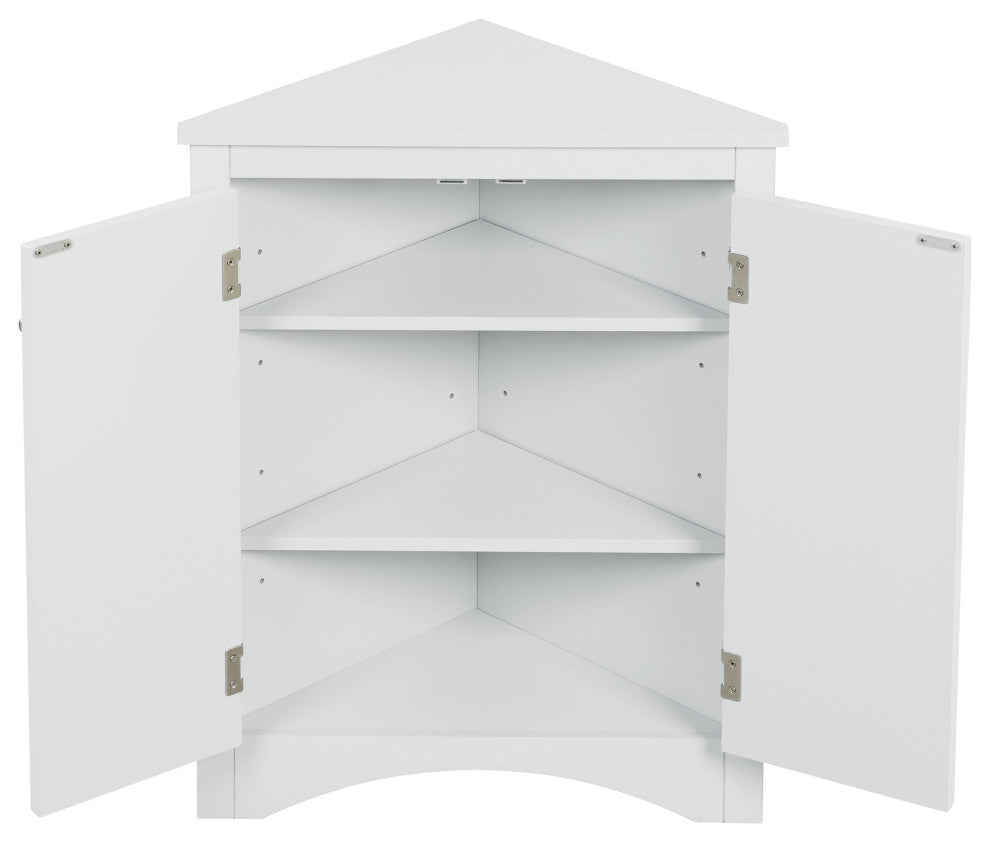 TATEUS Triangle Bathroom Storage Cabinet Freestanding Corner cabinet, White
