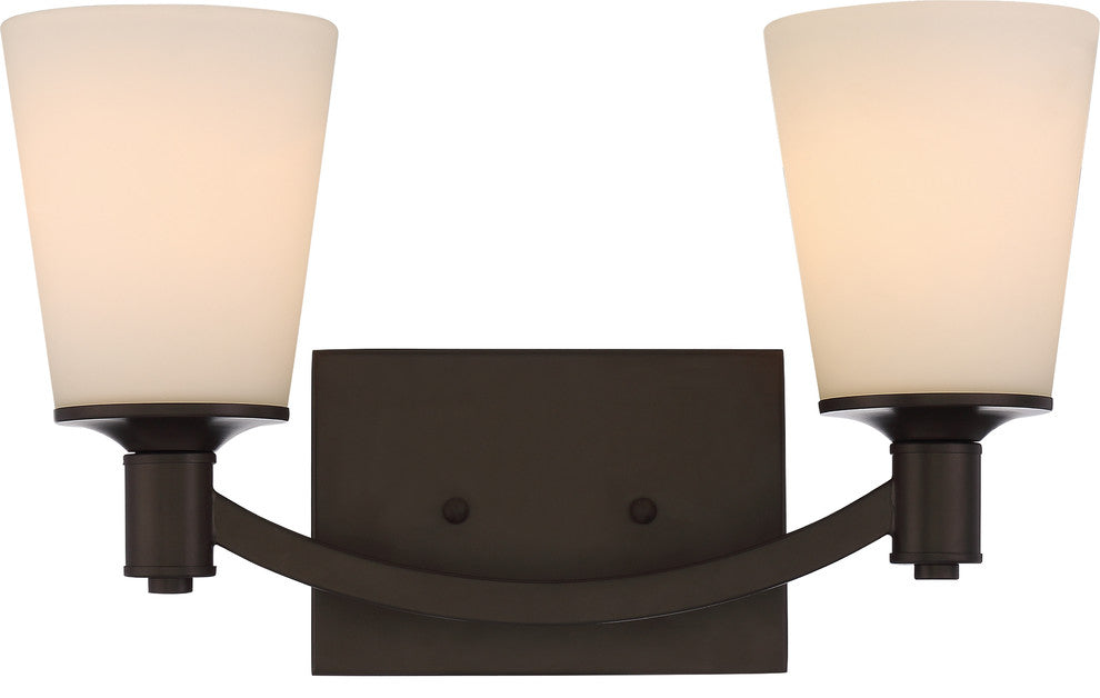 Nuvo Laguna 2-Light Vanity With Glass Aged Bronze, White